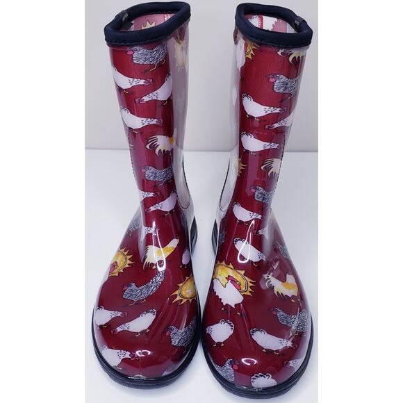 SLOGGERS Fashion Rain Garden Mid-Calf Boots Chicken Print Waterproof Women's 9 - Picture 7 of 15